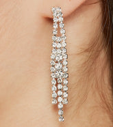 Feeling Luxe Rhinestone Fringe Necklace And Earrings Set